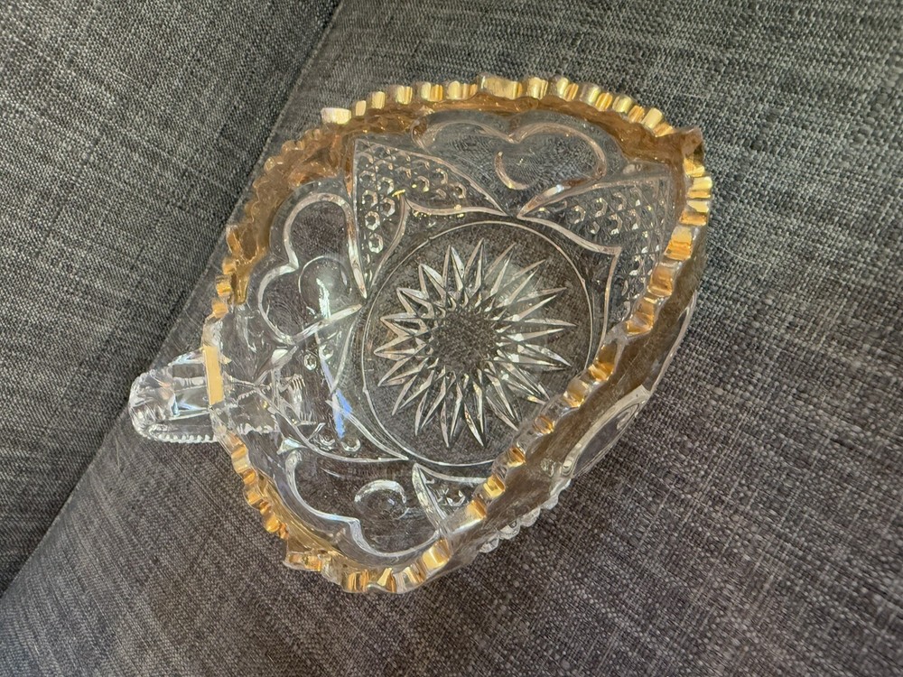 EAPG Nappy Glass Dish Gold Trim 6