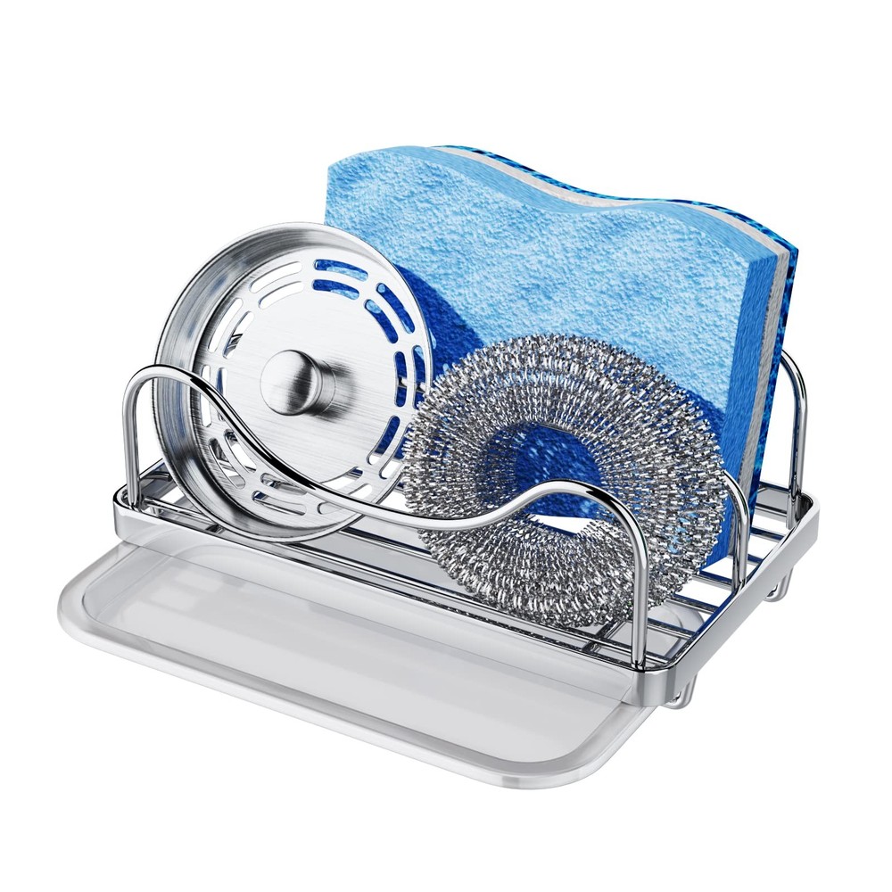 Sponge Holder for Kitchen Sink - Movable Sink Caddy for Countertop Organizer,...