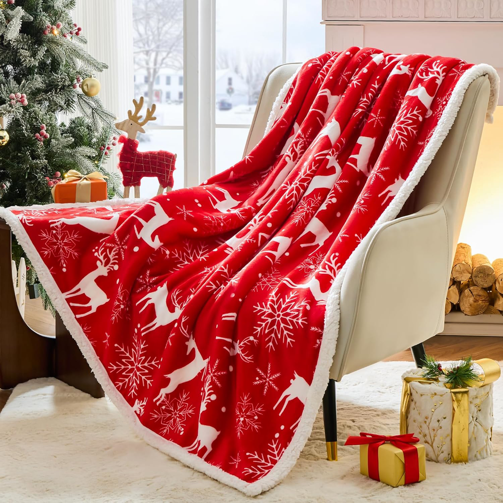 Cozy Christmas Sherpa Fleece Blanket 50