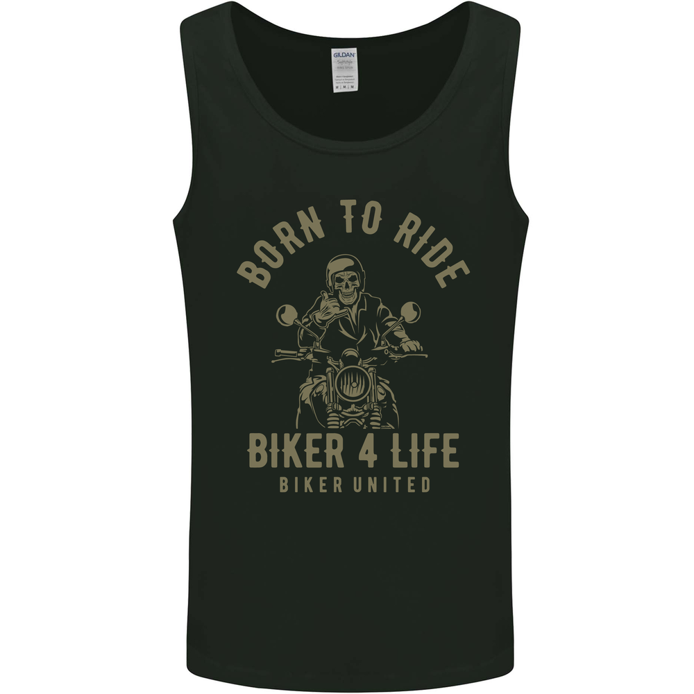 Biker 4 Life Motorbike Motorcycle Skull Mens Vest Tank Top