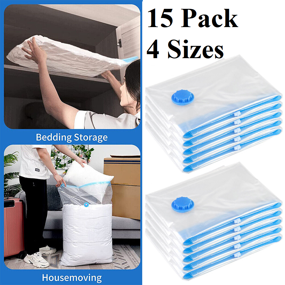 15x Jumbo Vacuum Storage Bags Travel Space Saver Garment Seal Clothes Organizer