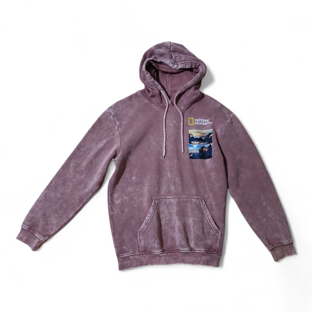 National Geographic Pink Patagonia Chile Hoodie Sweatshirt Size Medium EUC