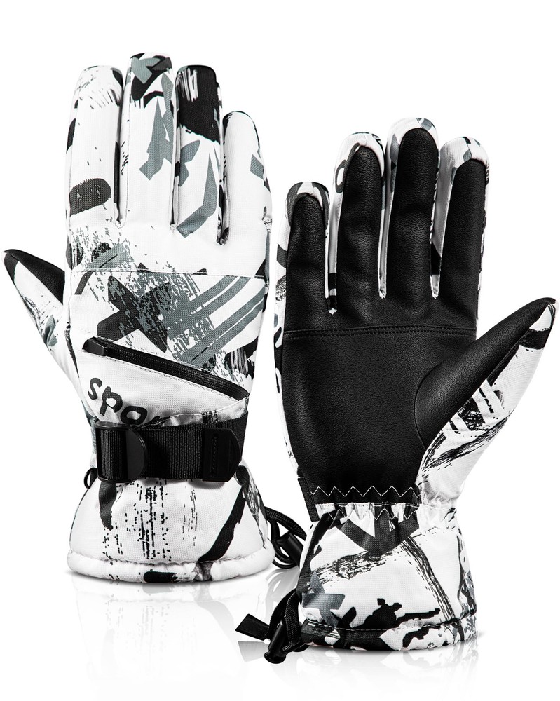 Winter Ski Gloves - 5-Finger Waterproof Winter Gloves, Snowboarding Gloves, T...