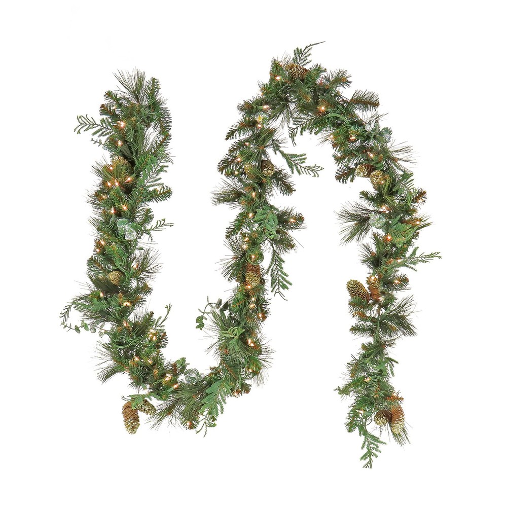9 ft. Pre-Lit North Conway Garland with Clear Lights, Plug-In
