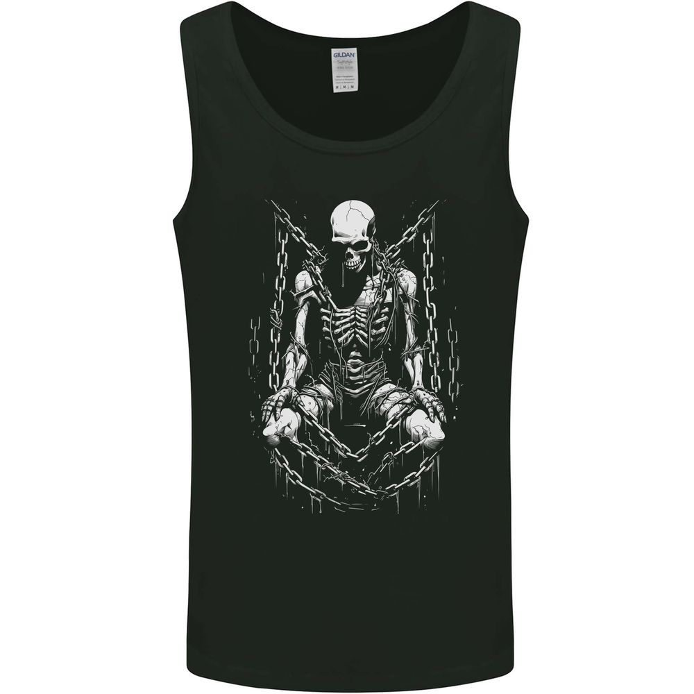 A Skeleton in Bondage Skull Horror Gothic Goth Mens Vest Tank Top