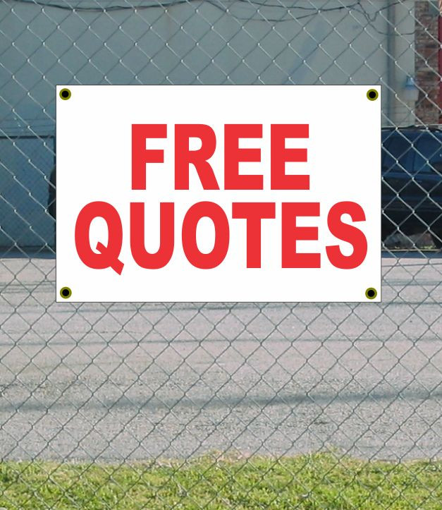 Get 2x3 Red & White FREE QUOTES Banner Sign – New Discount Size & Price with FREE SHIPPING Included
