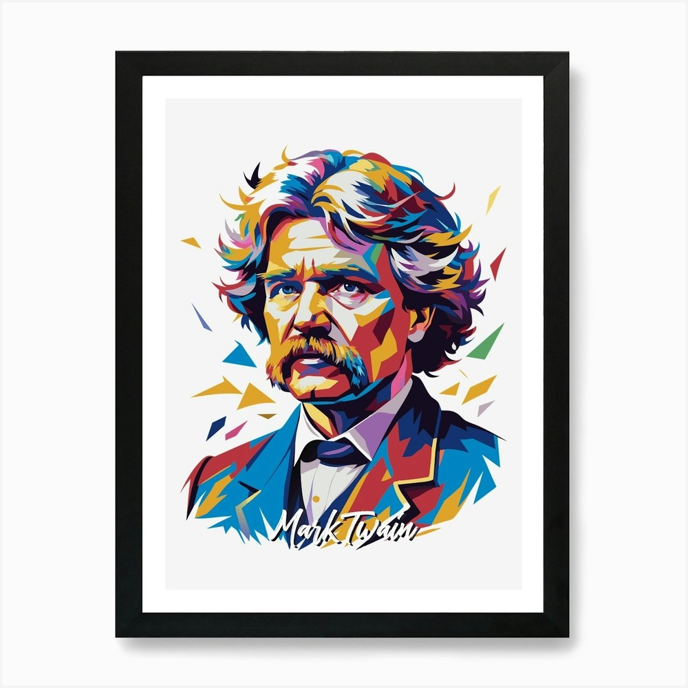 Mark Twain 01 Portrait WPAP Pop Art Framed Wall Art Poster Canvas Print Picture