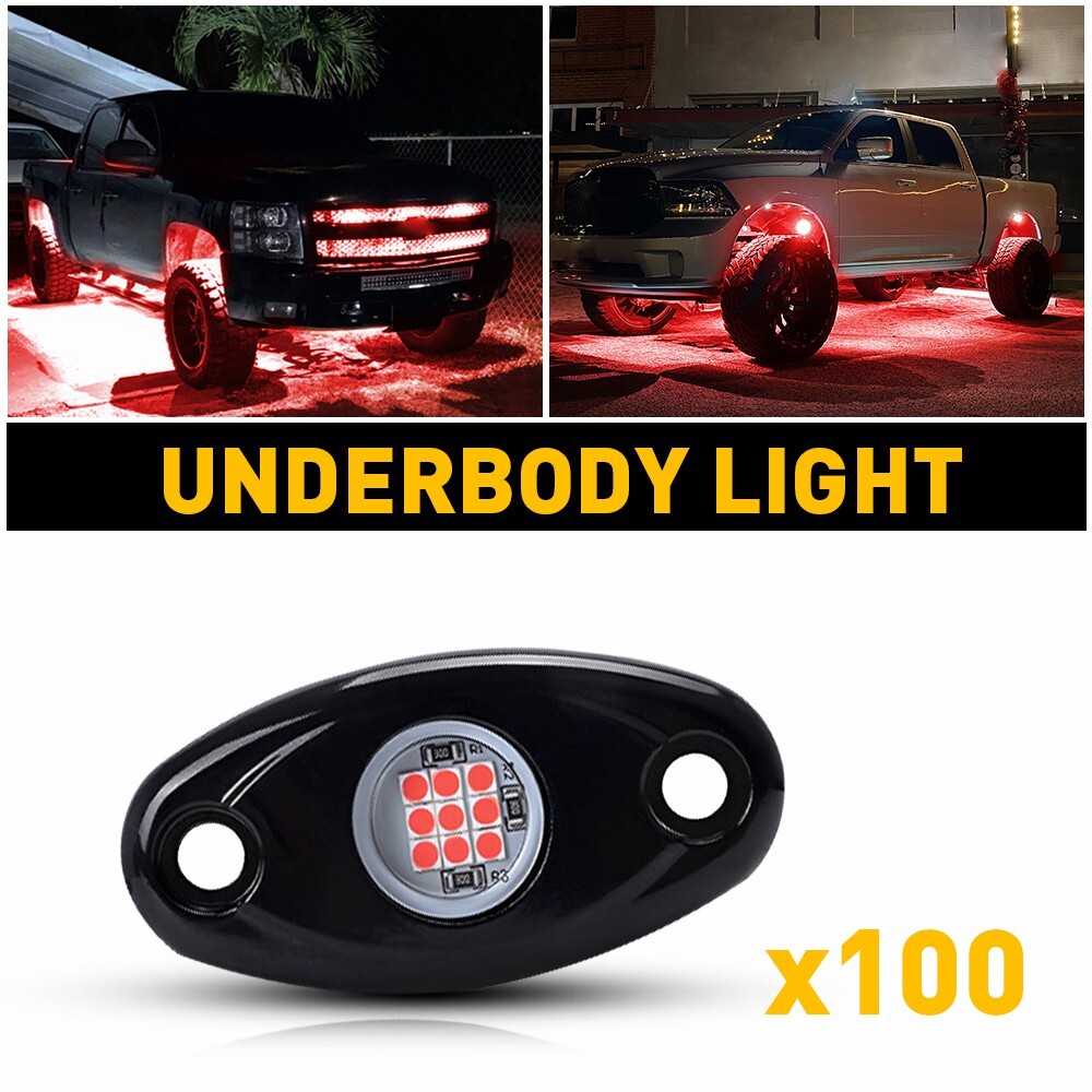 100pcs Red LED Rock Lights For Jeep Off-Road Truck UTV ATV Underbody Wheel Light