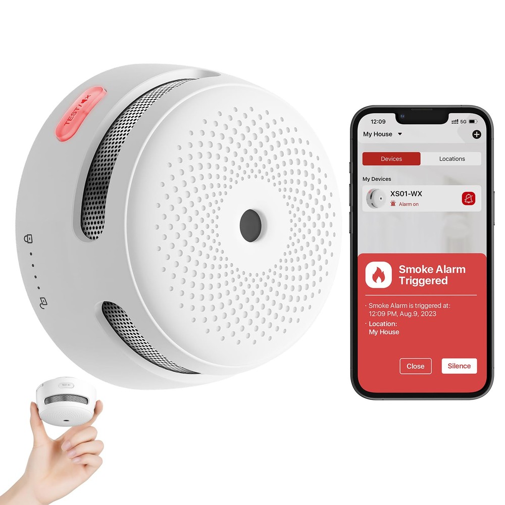 X-Sense Smart Smoke Detector Fire Alarm with Replaceable Battery Wi-Fi Smoke ...