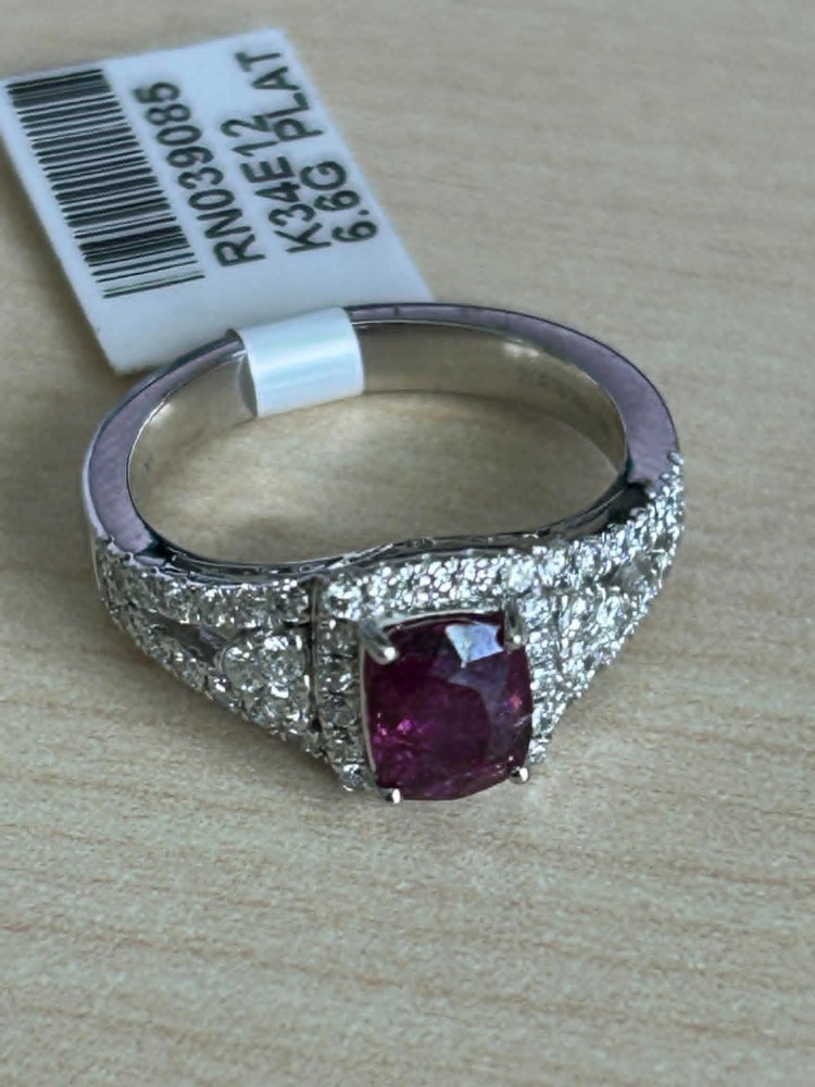 GIA Certified 1.33ct Natural Pink Sapphire Diamond Ring Platinum 0.61ct Unheated