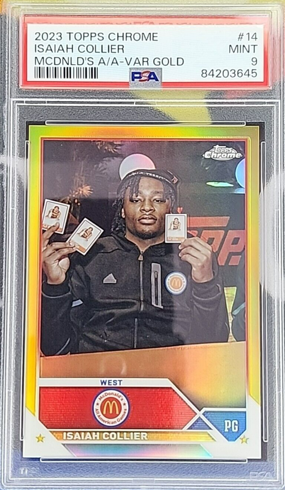 Isaiah Collier PSA 9 2023 Topps Chrome McDonald's SP Gold Image Variation /50