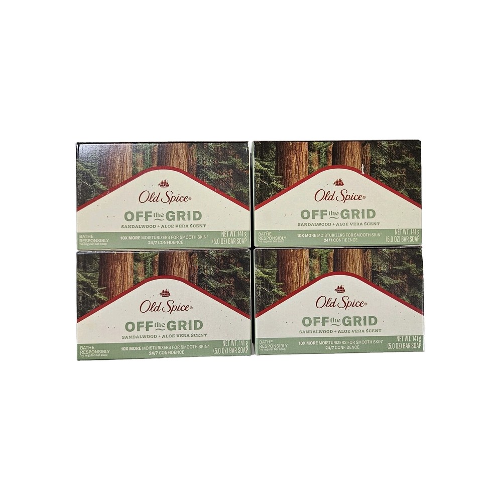 Off The Grid Old Spice Sandalwood Aloe Vera Bar Soap 4 Pack 5 Oz