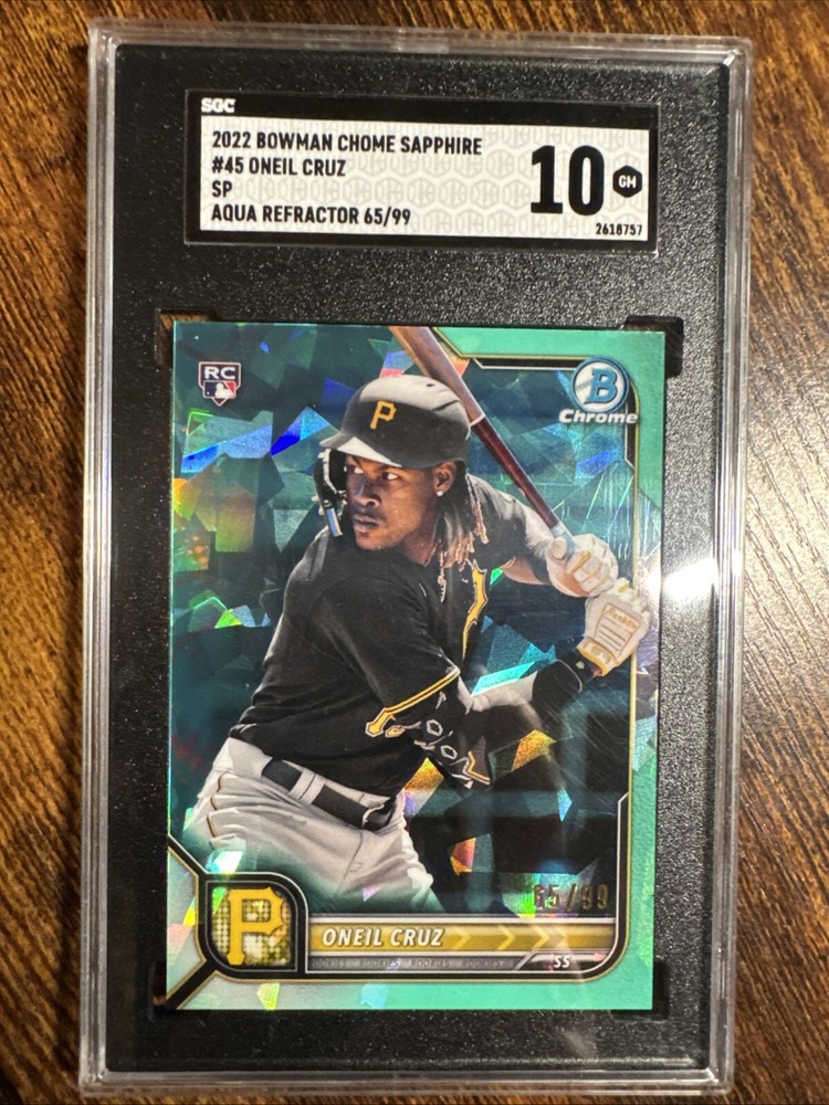 2022 Bowman Chrome Sapphire Aqua Refractor /99 Image Variation Oneil Cruz SGC 10