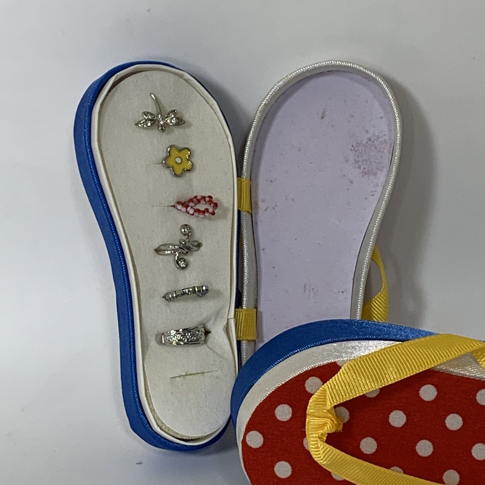 Toe Ring Gift Set Decorative Flip Flop Gift Box Set Of 6 Variety “missing 1