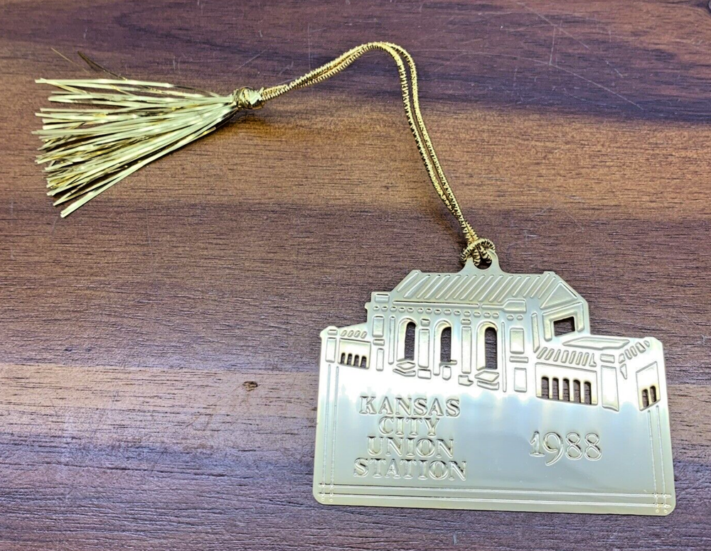 Vintage 1988 Gold-Plated KC Union Station Christmas Ornament Souvenir