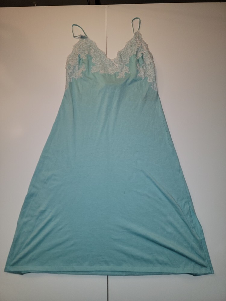Natori Slip On  Spaghetti Strap Lace Light Blue Medium Nightgown