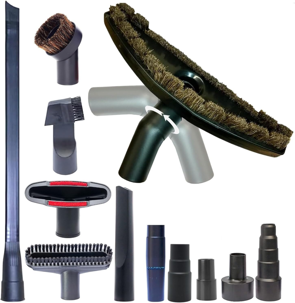 Universal Shop Vacuum Brush Attachments with Vacuum Hose Adapter Kit Compatible