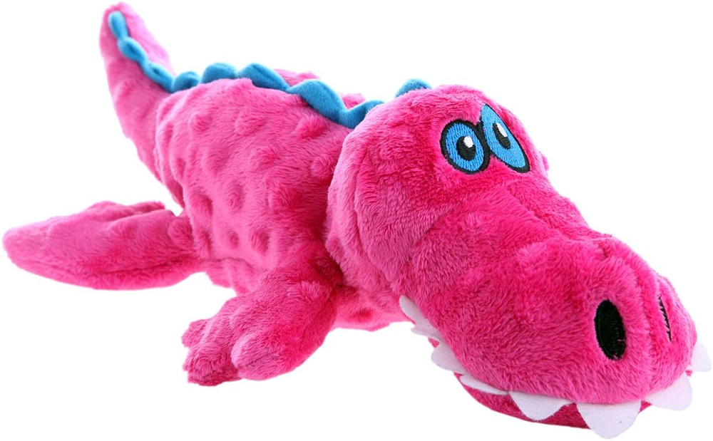 Gators Squeaky Plush Dog Toy, Chew Guard Technology - Pink, Large