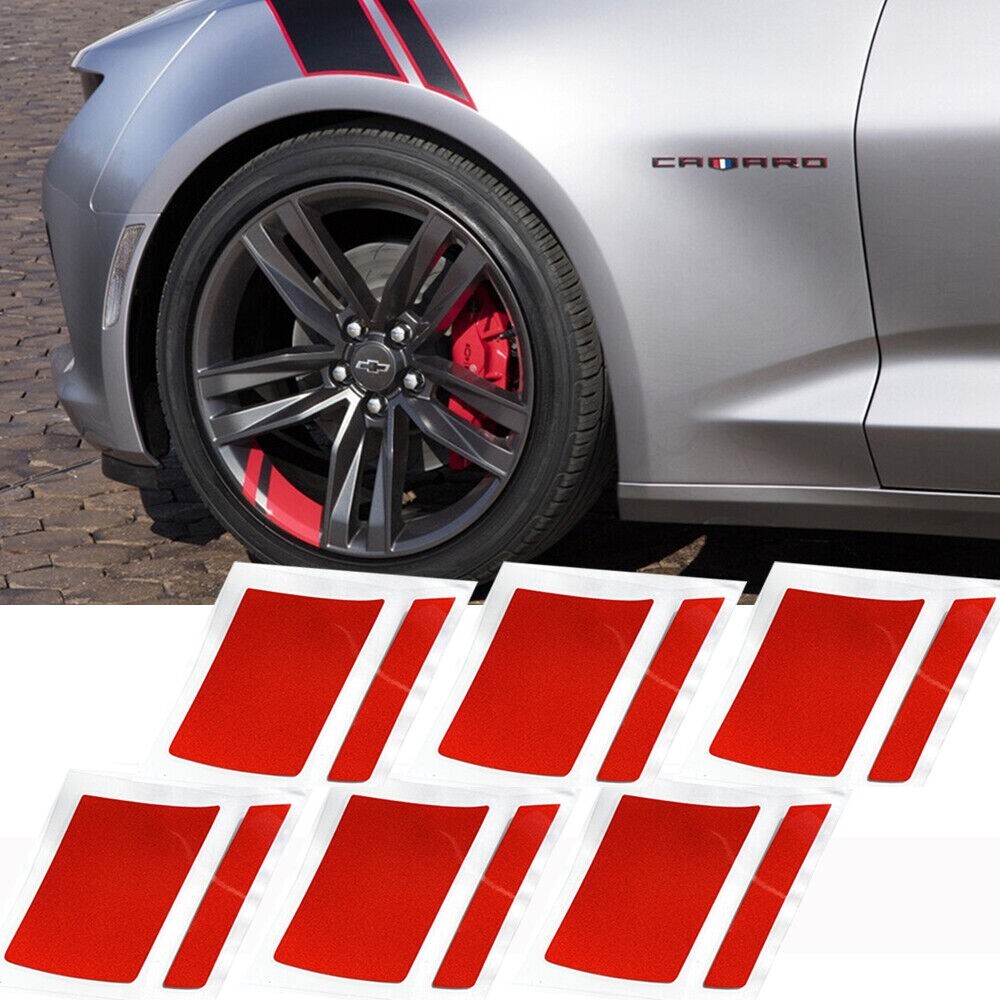 Rim  Wheel Hash Racing Stripes Camaro SS Corvette Redline Decals 6x Sets