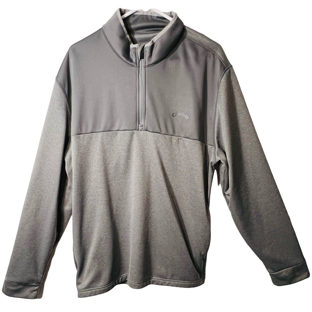 Callaway Mens XXLT Gray Lightweight Fleece Zip Pullover with Band Collar and Pockets