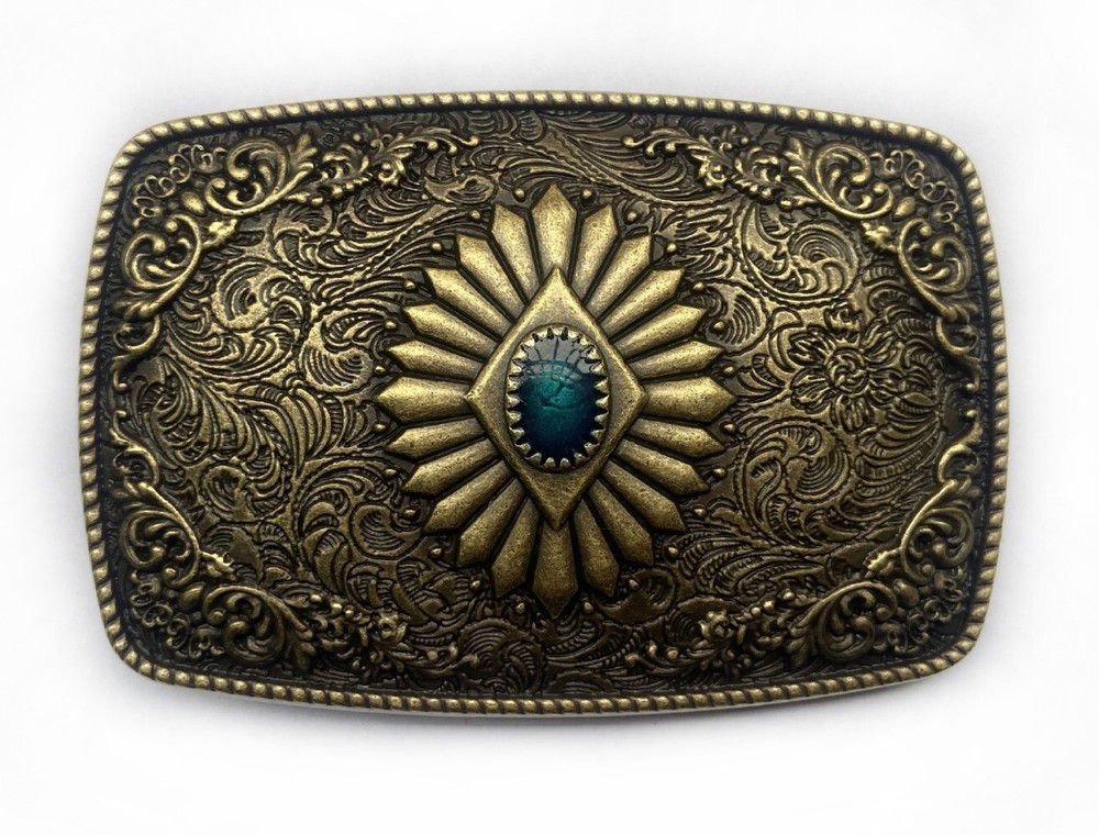 Western Belt Buckle for Men Women Cowboy Rodeo Vintage Style Wear Floral Pattern