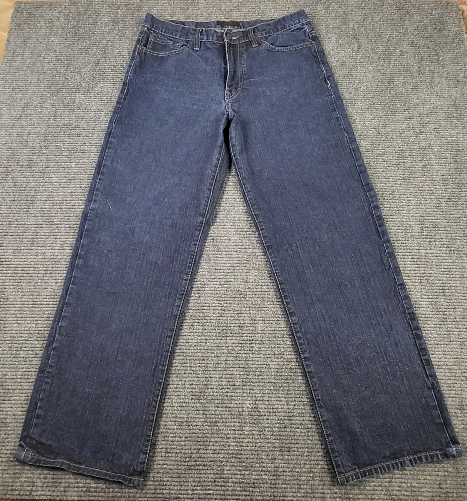 Sean John Mens Blue Dark Wash Loose Baggy 90s Hip Hop Jeans 34x31