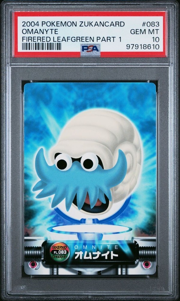 PSA 10 GEM MINT Omanyte #083 Carddass Zukan F-Red L-Green Bandai Pokémon POP 1