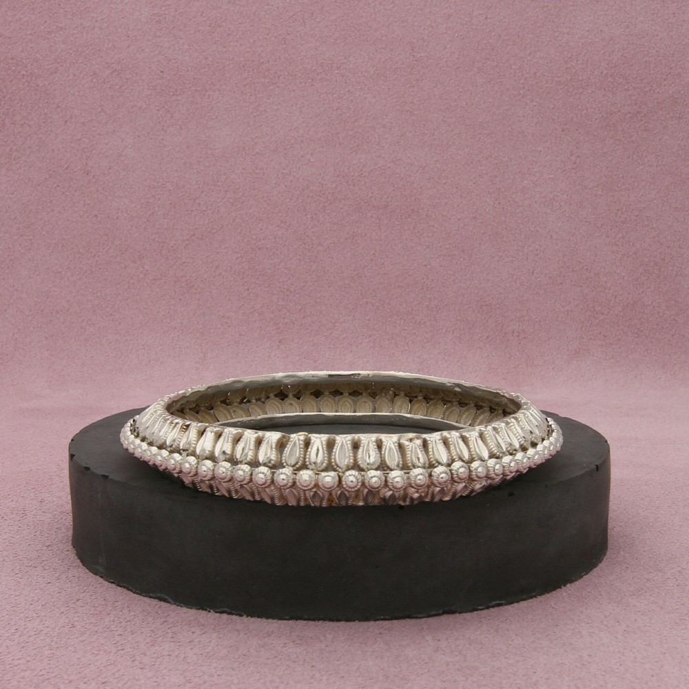 Sterling Silver Vintage Chandi Tarkashi Filigree Bangle Bracelet 7 Inches