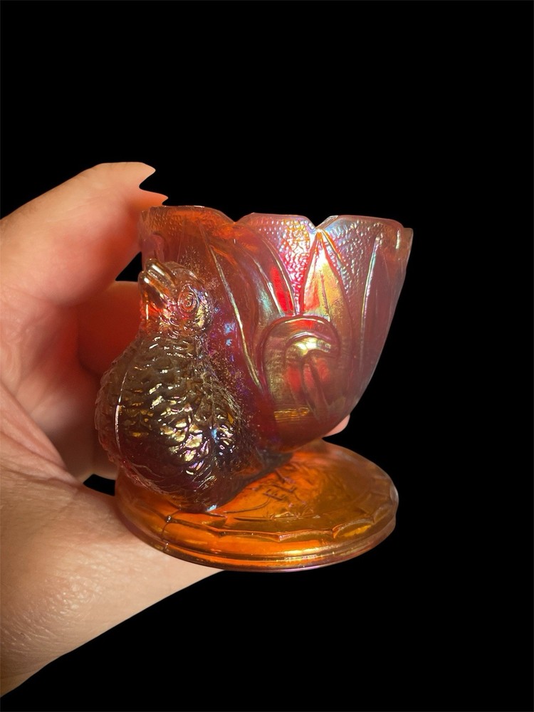 Vtg. Summit Art Glass Vogelsong Carnival Slag Bird/Dove Toothpick / Egg Holder