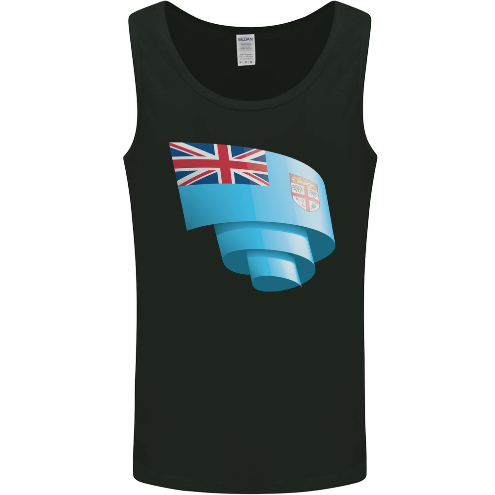 Curled Fiji Flag Fijian Day Football Mens Vest Tank Top