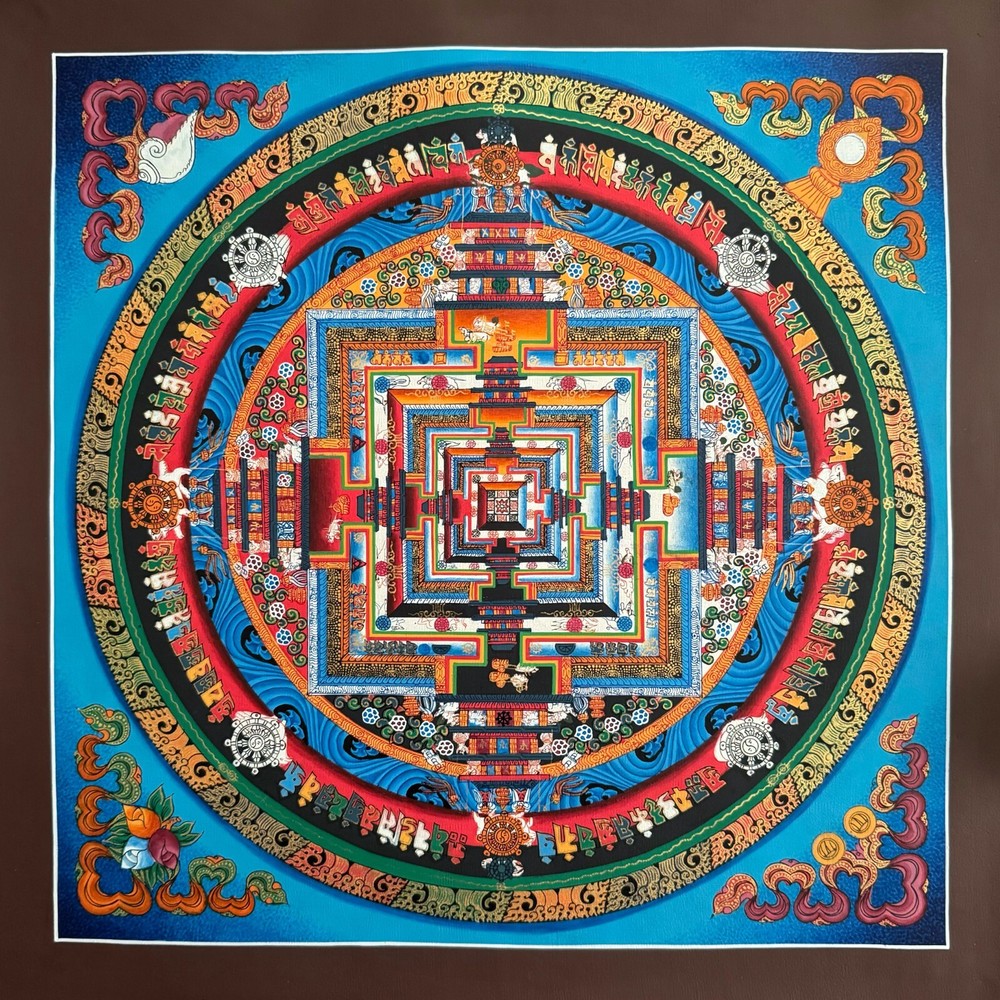 Handmade Kalachakra Mandala Thangka Painting Art on Cotton Canvas from Nepal