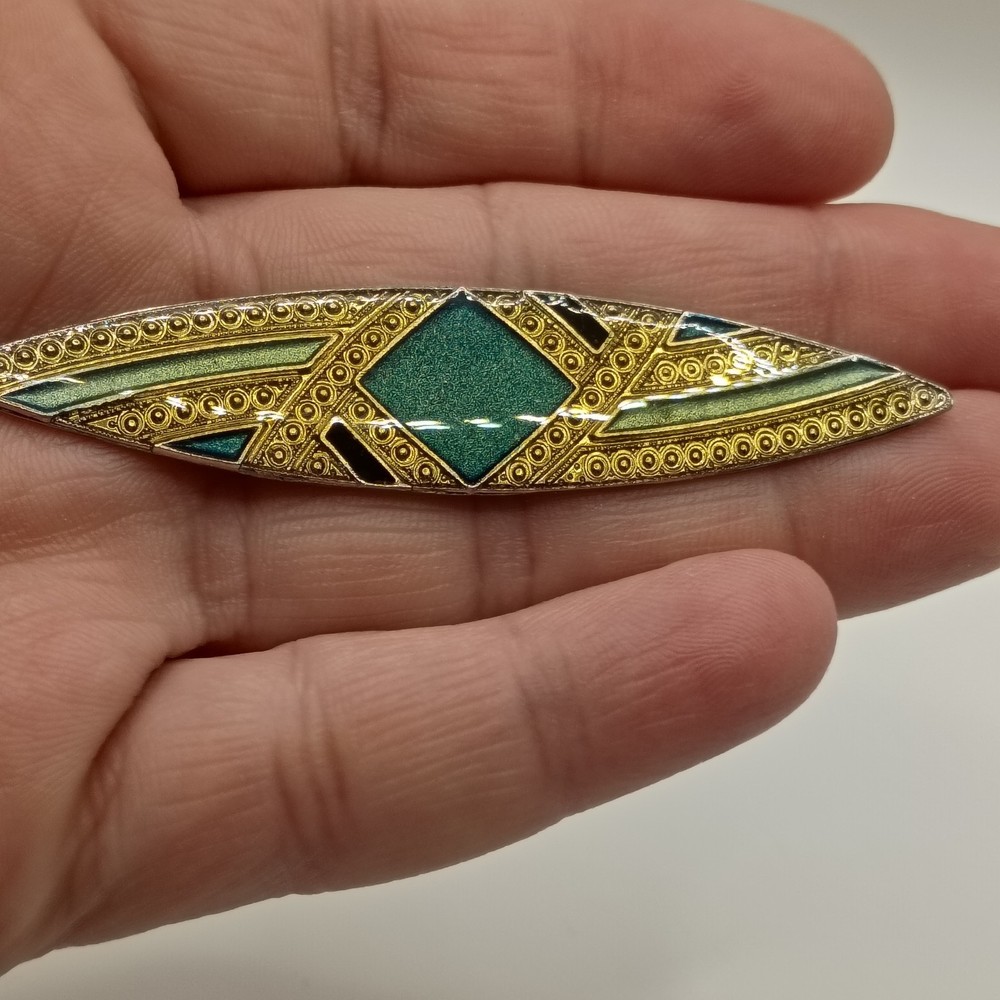 Art Deco Revival Geometric Enamel Brooch