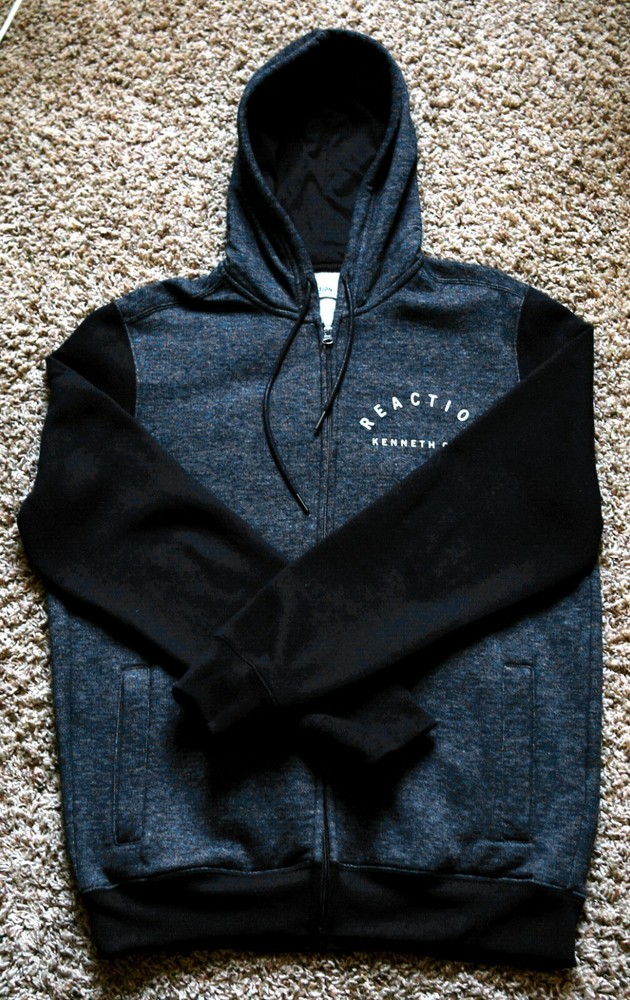 Kenneth Cole Reaction Black Grey Contrast Full-Zip Hoodie Lightly Used-image