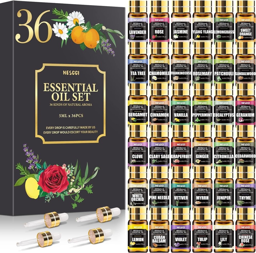 Essential Oil Set - 100% Natural Essential Oils 36 x 5ML - Essential Oils Gif...
