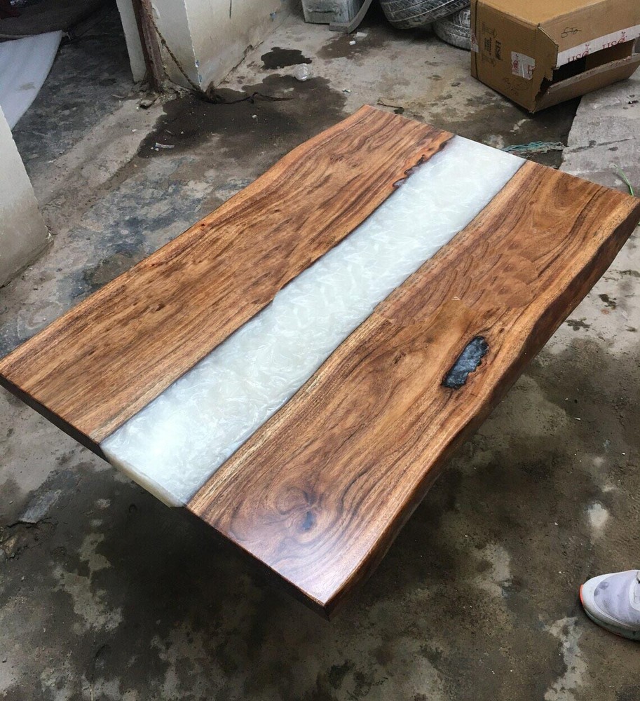 Epoxy River wood countertop, Natural Epoxy Wood Dining Table Farmhouse Furniture