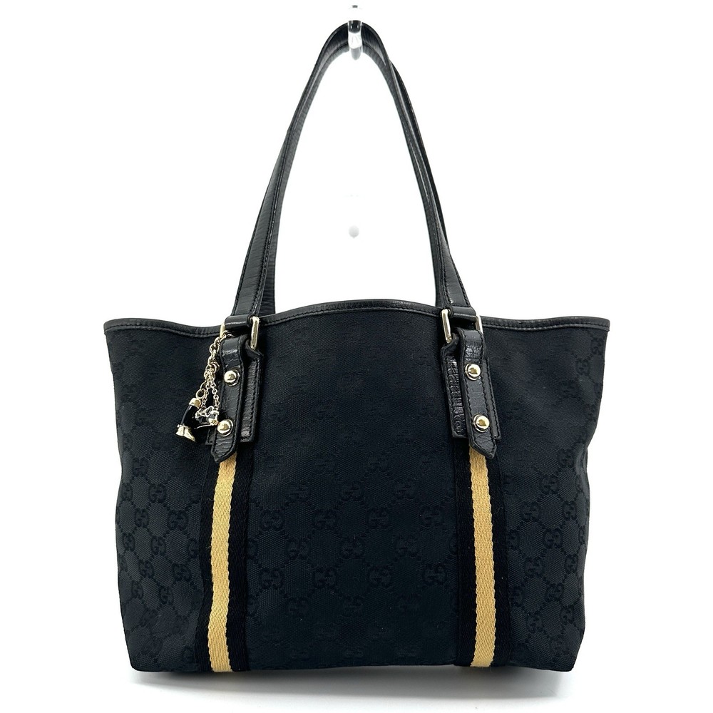 GUCCI Sherry Line GG Tote Bag Black Authentic Japan Luxury Handbag