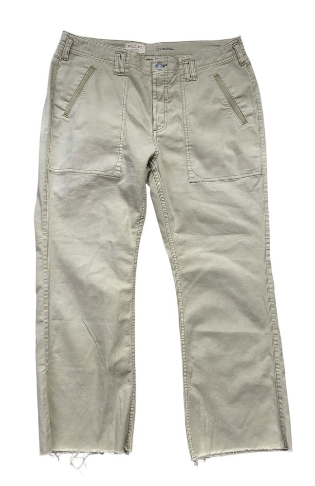 Anthropologie Pilcro Pants Womens 31 (Fits 34x27) Beige Fatigue Pants Frayed