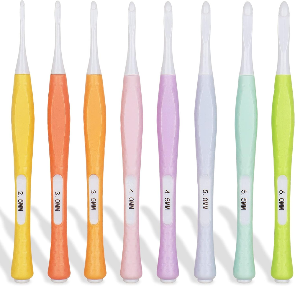 8-Piece Ergonomic Non-Slip Inline Crochet Hooks Set for Smooth Crocheting