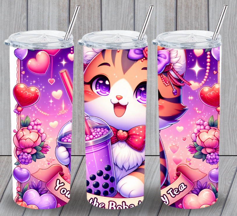 Valentines 04 Cat Bubble Multicolor 20oz Insulated Tumbler With Lid Straw New