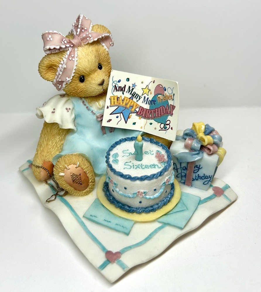 1997 Cherished Teddies Sixteen Candles And Many More Wishes Figurine 302643