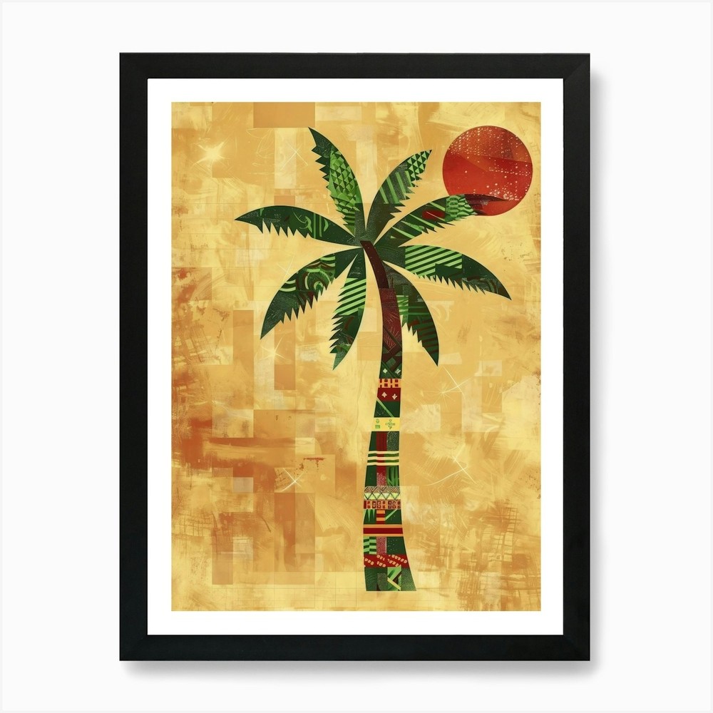 Palm Tree With Sun Art Print Framed Wall Art Poster Canvas Print Picture