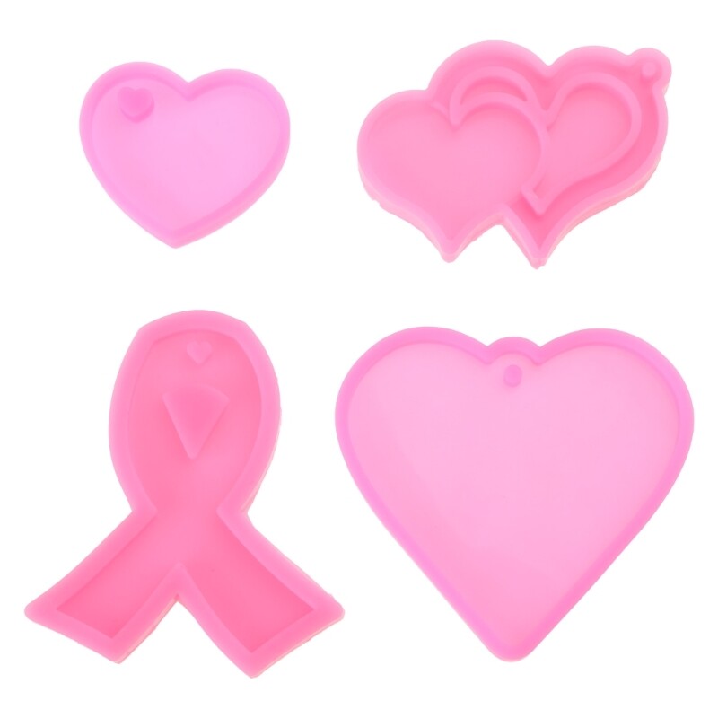 4pcs Heart Silicone Mold for DIY Resin Jewelry Keychains Pet Tags