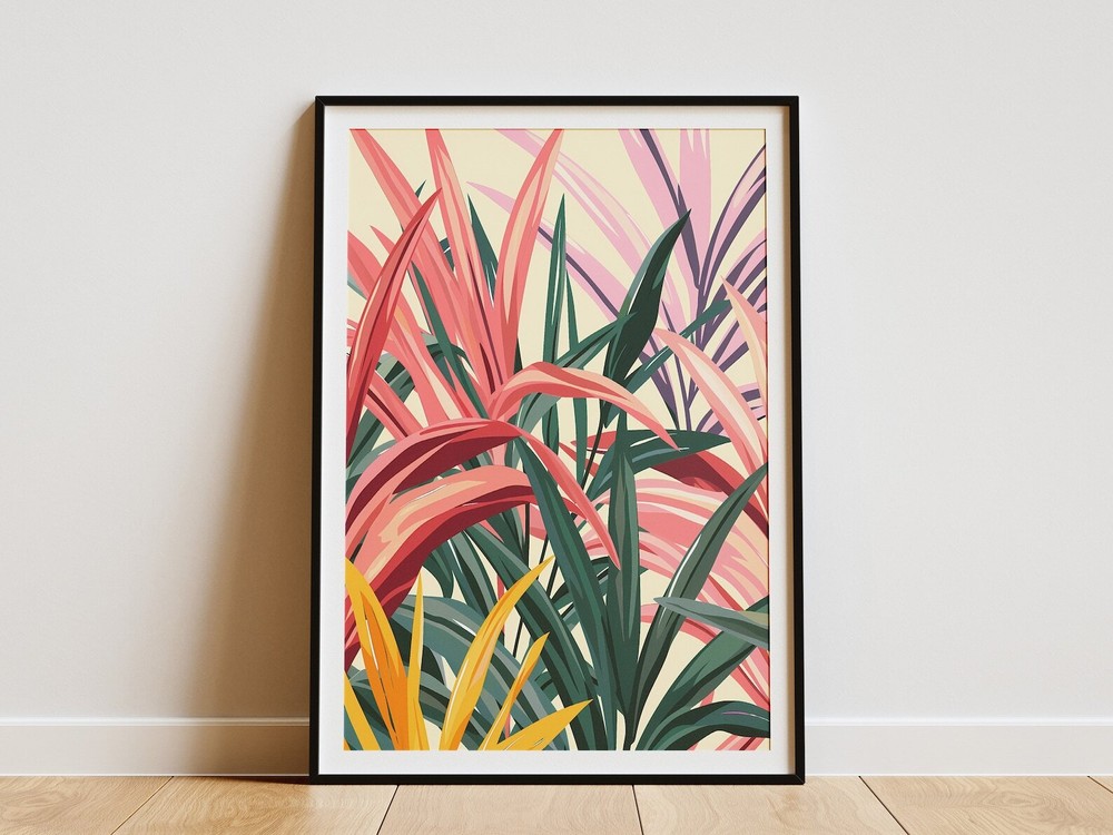 Tropical Leaf Poster Print Boho Wall Art Abstract Botanical Illustration Modern
