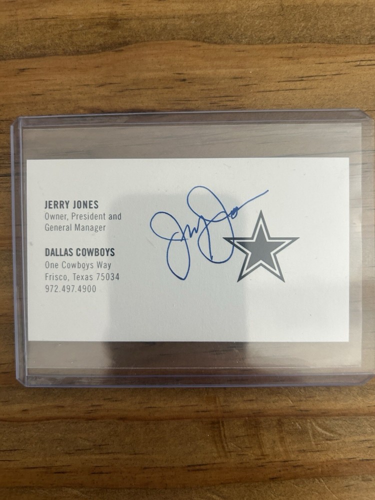 Jerry Jones Auto Dallas Cowboys signed business card