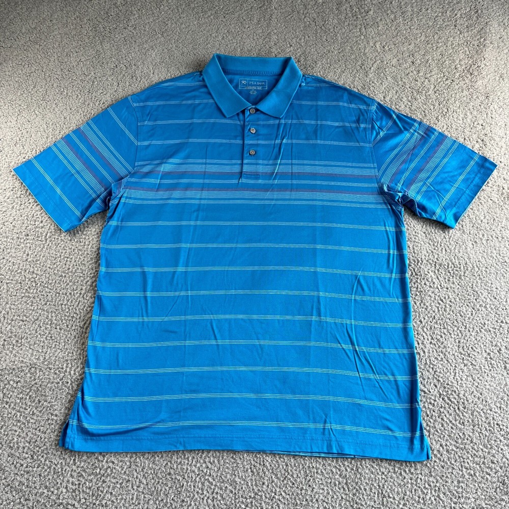 NEW JoS A Bank Polo Shirt Mens Extra Large Blue Striped Pullover Leadbetter Golf