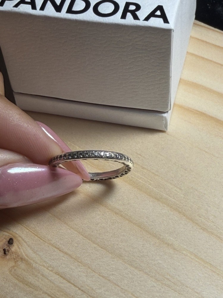 Authentic Pandora Sparkle Hearts Ring Sterling Silver, Clear CZ, Size 8.5