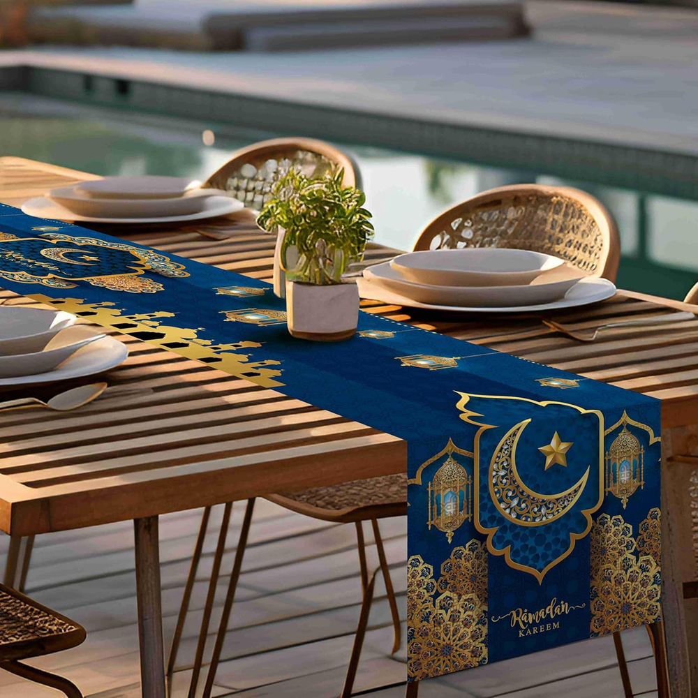 Ramadan Mubarak Table Runner Table Decorations -  Ramadan Blue Ramadan Kareem La
