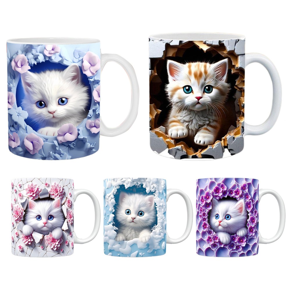 3D Kitten Hole In A Wall Mug,Coffee MugGift for Dad, Mom,Daughter,Son,Birthday