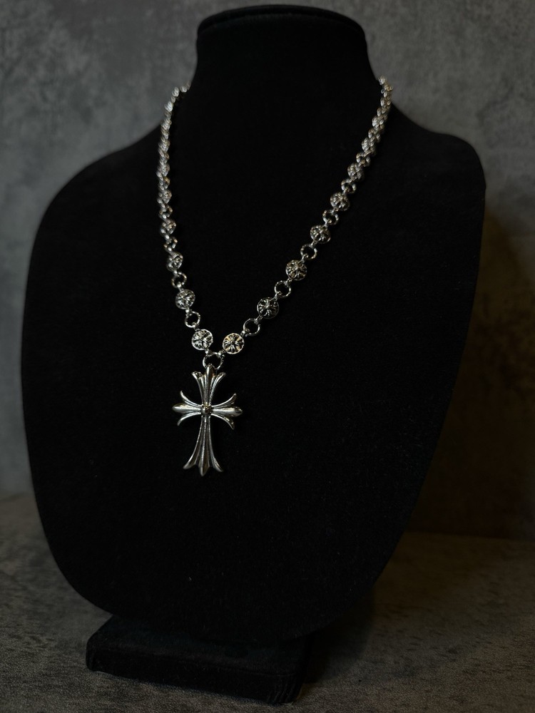 Chrome Cross Style Necklace Chain 22in