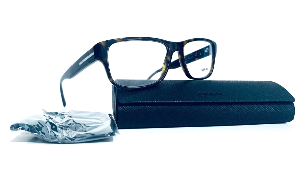 Prada VPR 23R Dark Havana Brown Rectangular Eyeglasses 56-17-145mm Italy